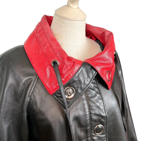 Rivorossi Genuine Leather Wide Sleeve Two Tone Jacket - Picture 3 of 11